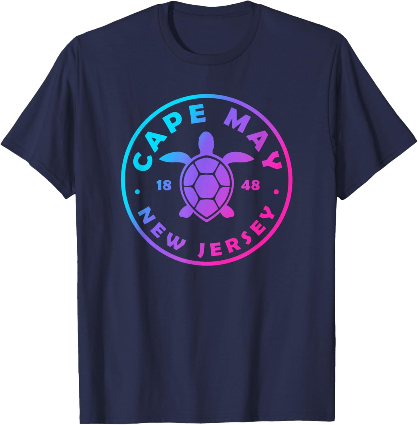 Cape May New Jersey Sea Turtle Tie Dye Vacation T-Shirt - T-Shirt | Navy