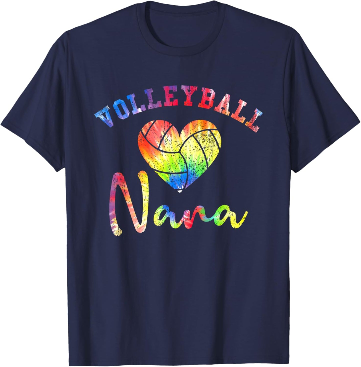 Volleyball Nana colorful tie dye T-Shirt - T-Shirt | Navy