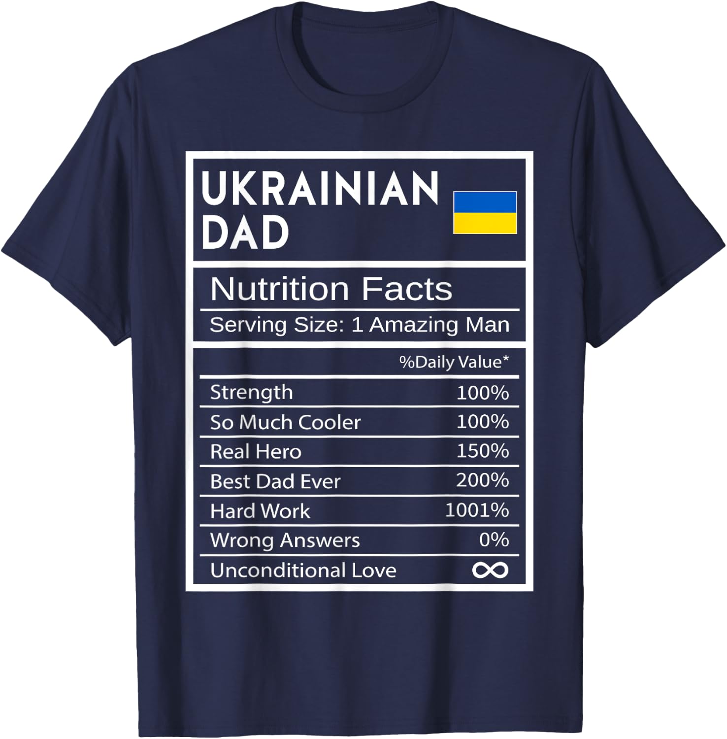 Ukrainian Dad Nutrition Facts National Pride Gift Dad T-Shirt - T-Shirt | Navy