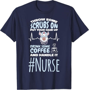 Nurse Throw Some Scrubs On and Handle It Llama T-Shirt - T-Shirt | Navy
