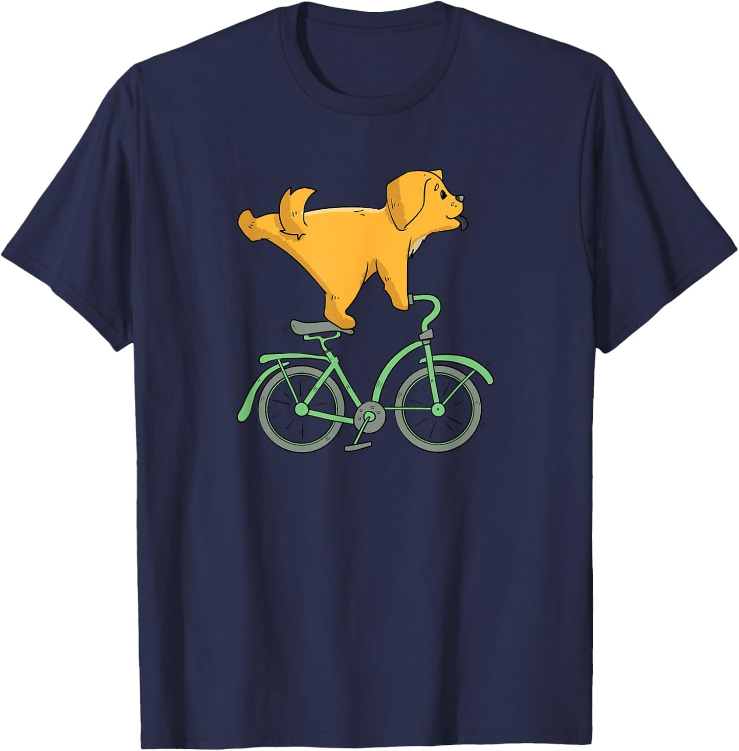 Dog on a Bike Golden Retriever Cycling Bicycle Lover T-Shirt - T-Shirt | Navy