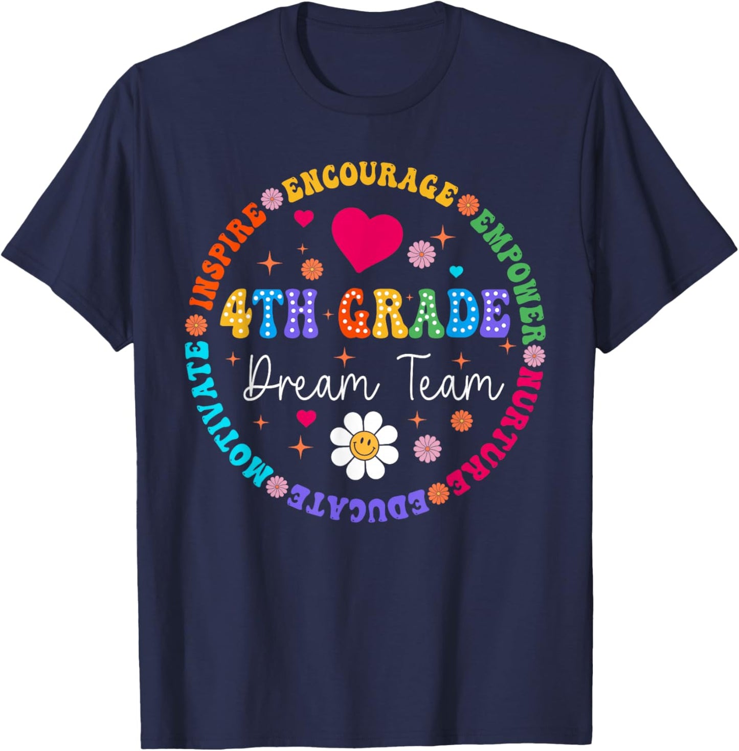 4th Grade Dream Team Fourth Grade Teacher Back to School T-Shirt - T-Shirt | Navy
