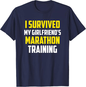 I Survived My Girlfriend's Marathon Training, Running T-Shirt - T-Shirt | Navy