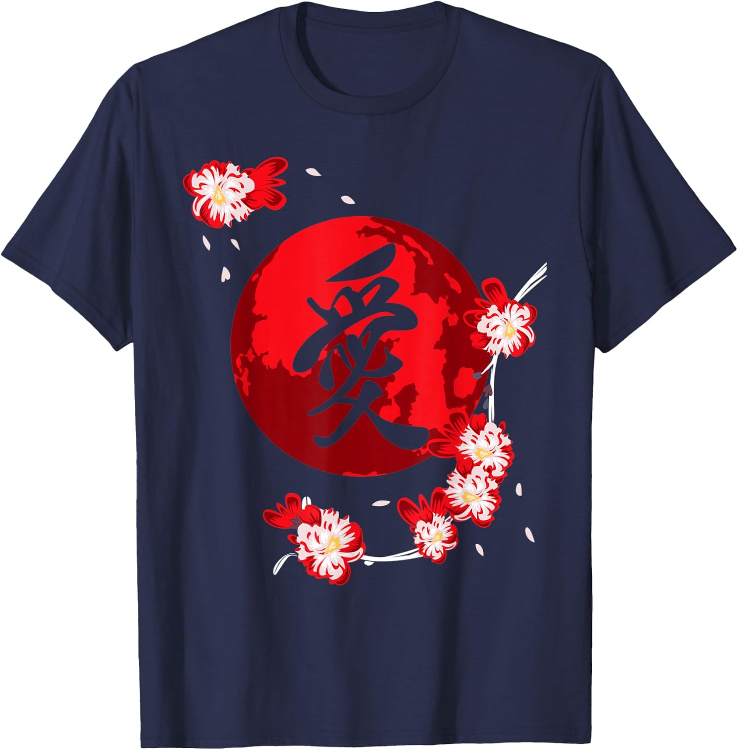 Cherry Blossom Flower Japanese Kanji Vintage Sakura Festival T-Shirt - T-Shirt | Navy