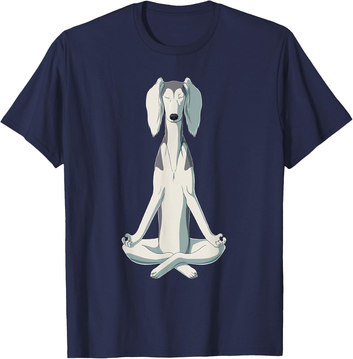 Funny Yoga Dog Saluki Women Girls Kids T-Shirt - T-Shirt | Navy