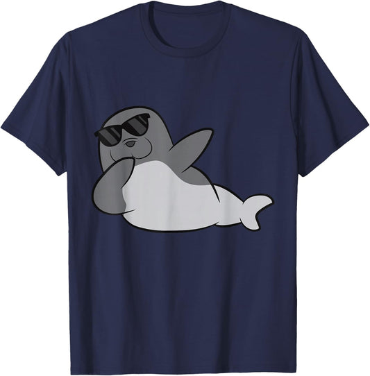 Dabbing Seal Cute Seal T-Shirt - T-Shirt | Navy