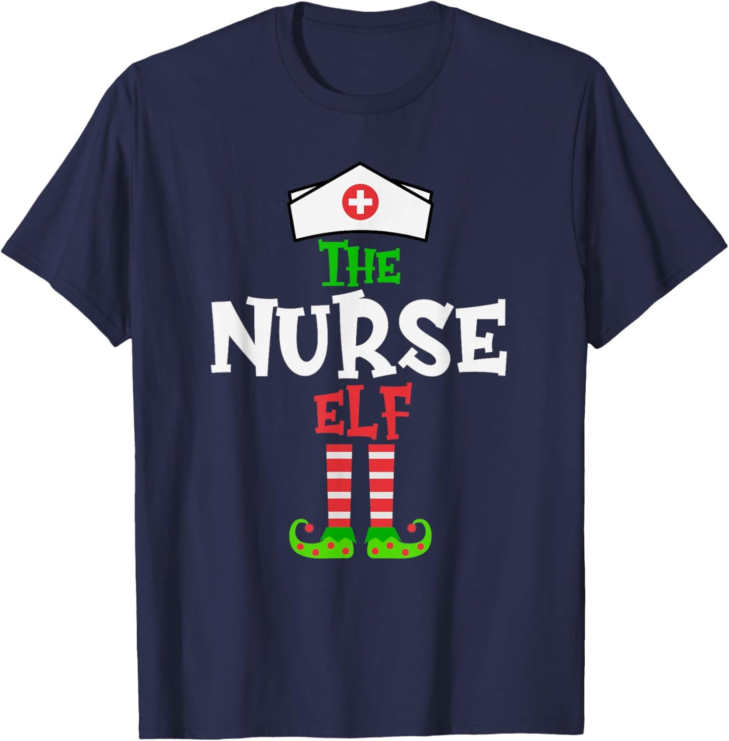 The Nurse Elf - Funny Matching Family Group Christmas T-Shirt - T-Shirt | Navy