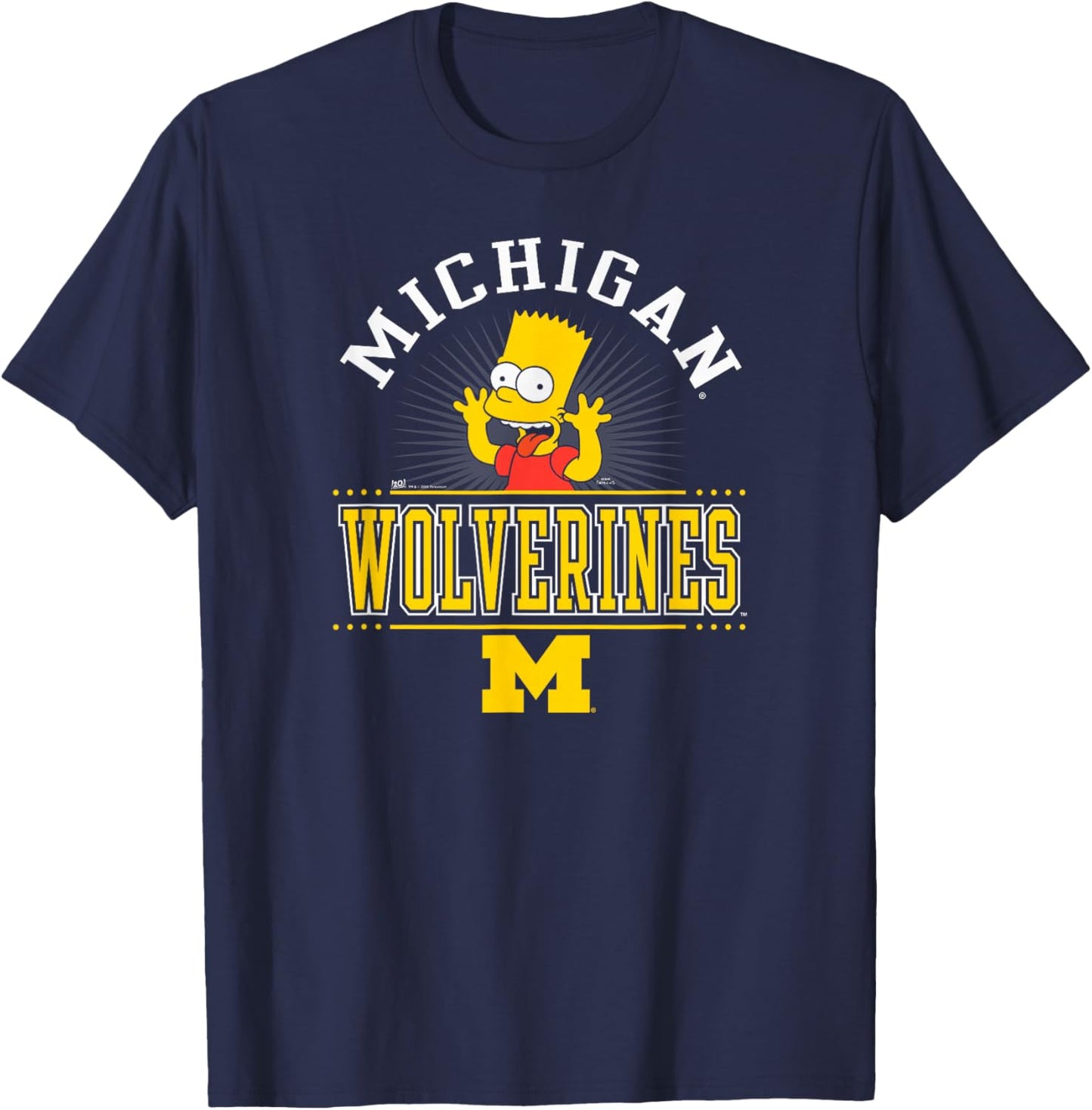 Michigan Wolverines Simpsons Bart Black Officially Licensed T-Shirt - T-Shirt | Navy