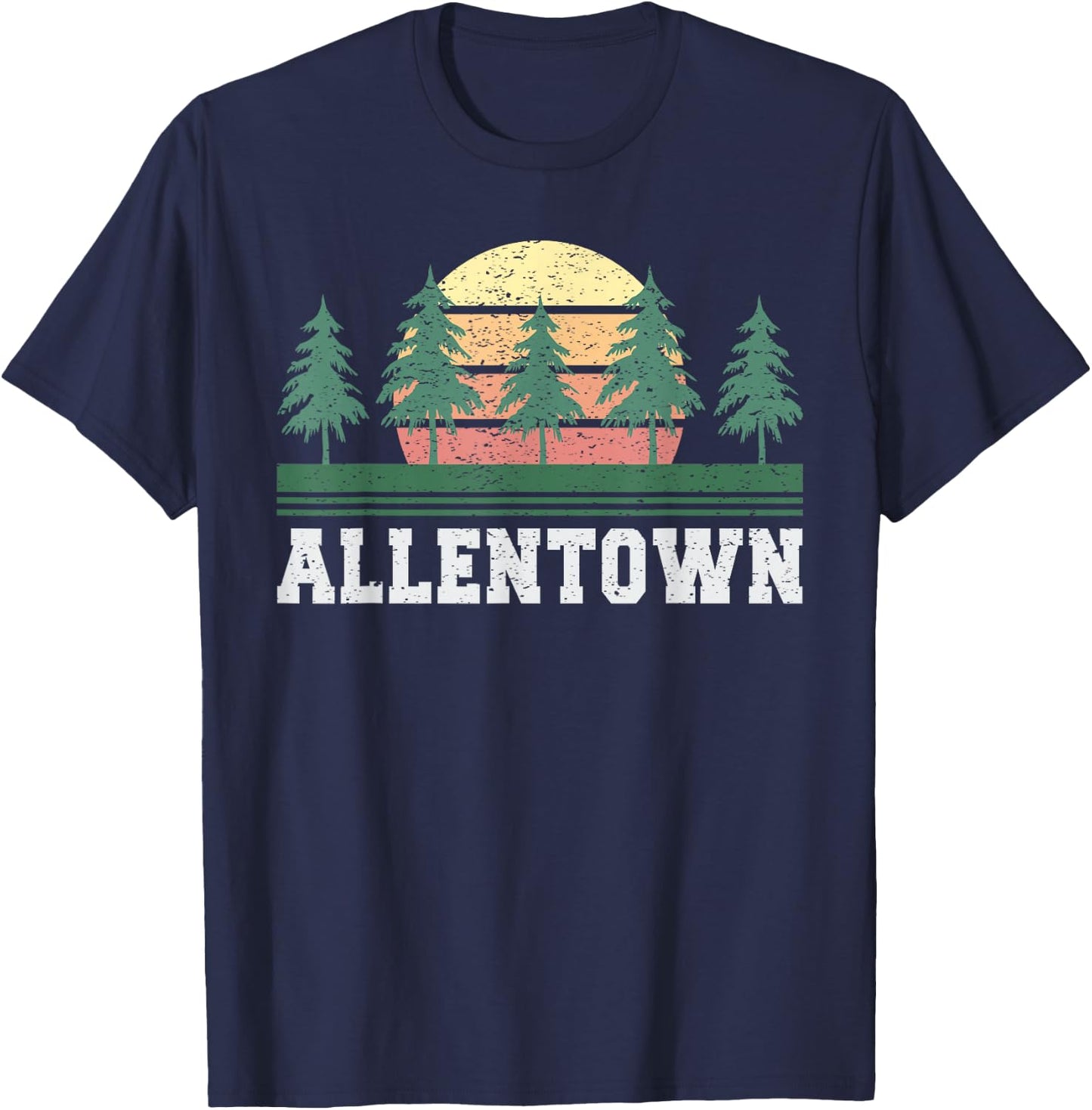 Pennsylvania Allentown Retro Vintage Gift Men Women Kids T-Shirt - T-Shirt | Navy