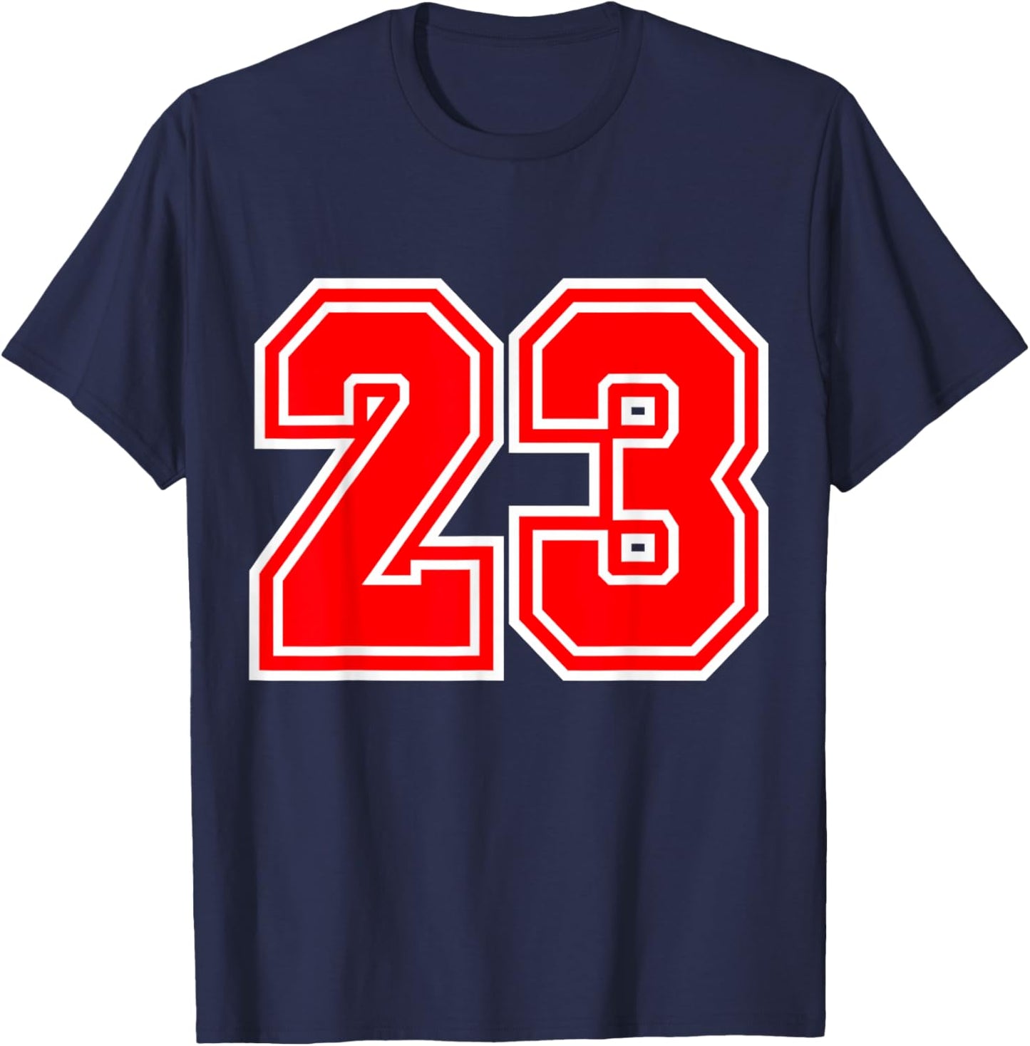 Number 23 Red Varsity Sports Team T-Shirt - T-Shirt | Navy