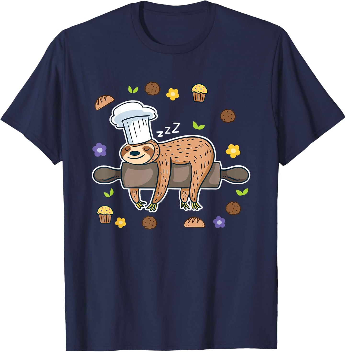 Funny Baking Gifts - Sloth Baker Cupcake Lover - Baker T-Shirt - T-Shirt | Navy