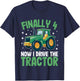 Kids Finally 4 Years | 4th Birthday | Farmer Toddler Boys Tractor T-Shirt - T-Shirt | Navy