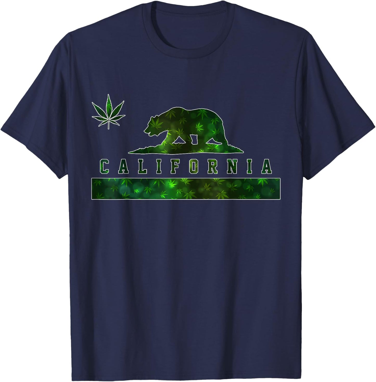California Cannabis Weed Flag Bear Pot Marijuana 420 Gift T-Shirt - T-Shirt | Navy