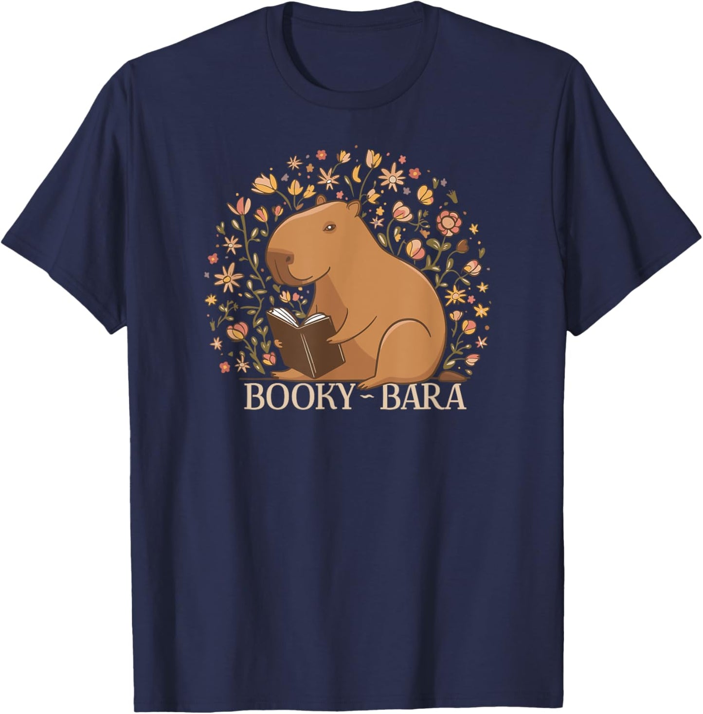 Capybara Funny Rodents Reading Books Wild Animal BookyBara T-Shirt - T-Shirt | Navy