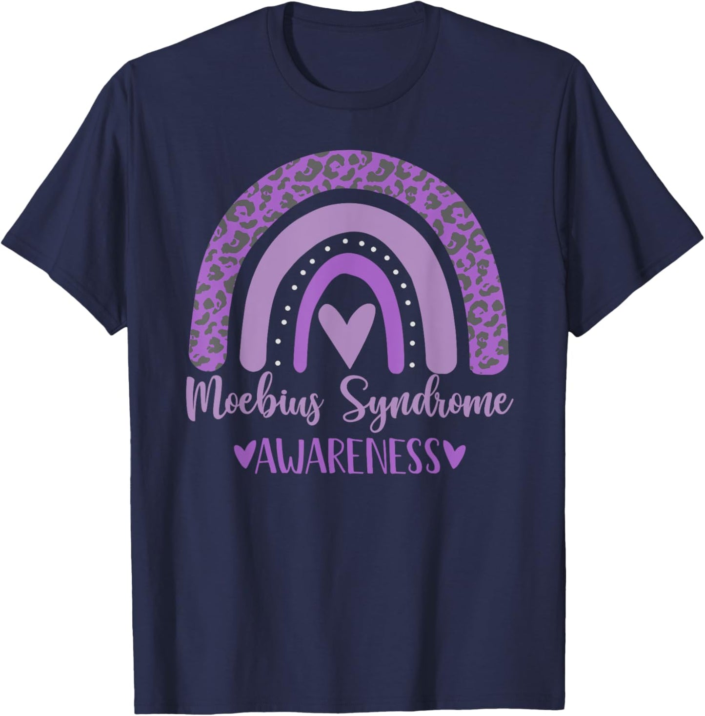We wear Purple rainbow for Moebius Syndrome Awareness Gifts T-Shirt - T-Shirt | Navy