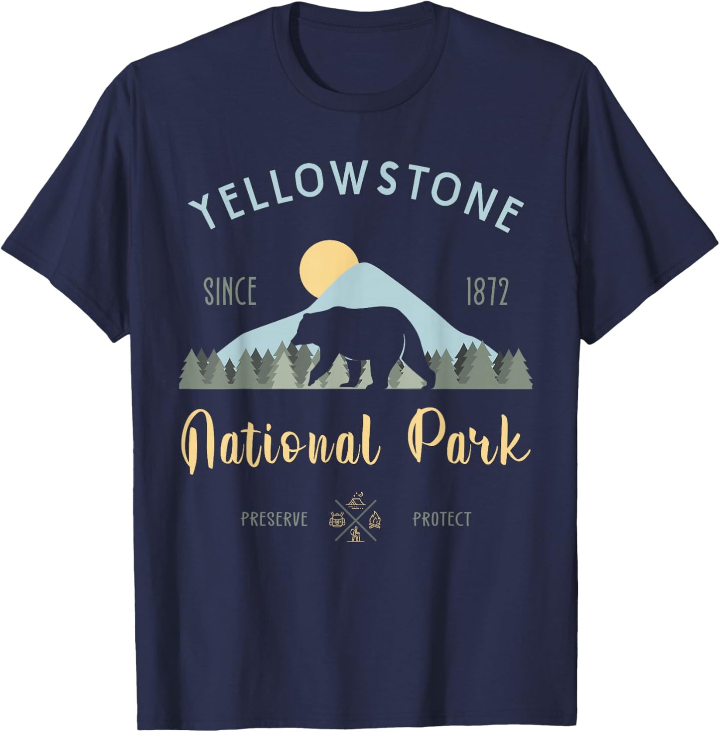 Outdoor National Park Yellowstone National Park T-Shirt - T-Shirt | Navy