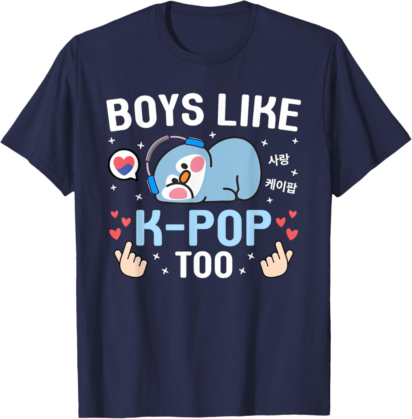 Boys Like K-Pop Too Cute Kawaii Penguin Korean Music K-Pop T-Shirt - T-Shirt | Navy
