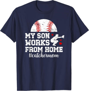 Funny Baseball Catcher Mom Of A Baseball Catcher Mother T-Shirt - T-Shirt | Navy