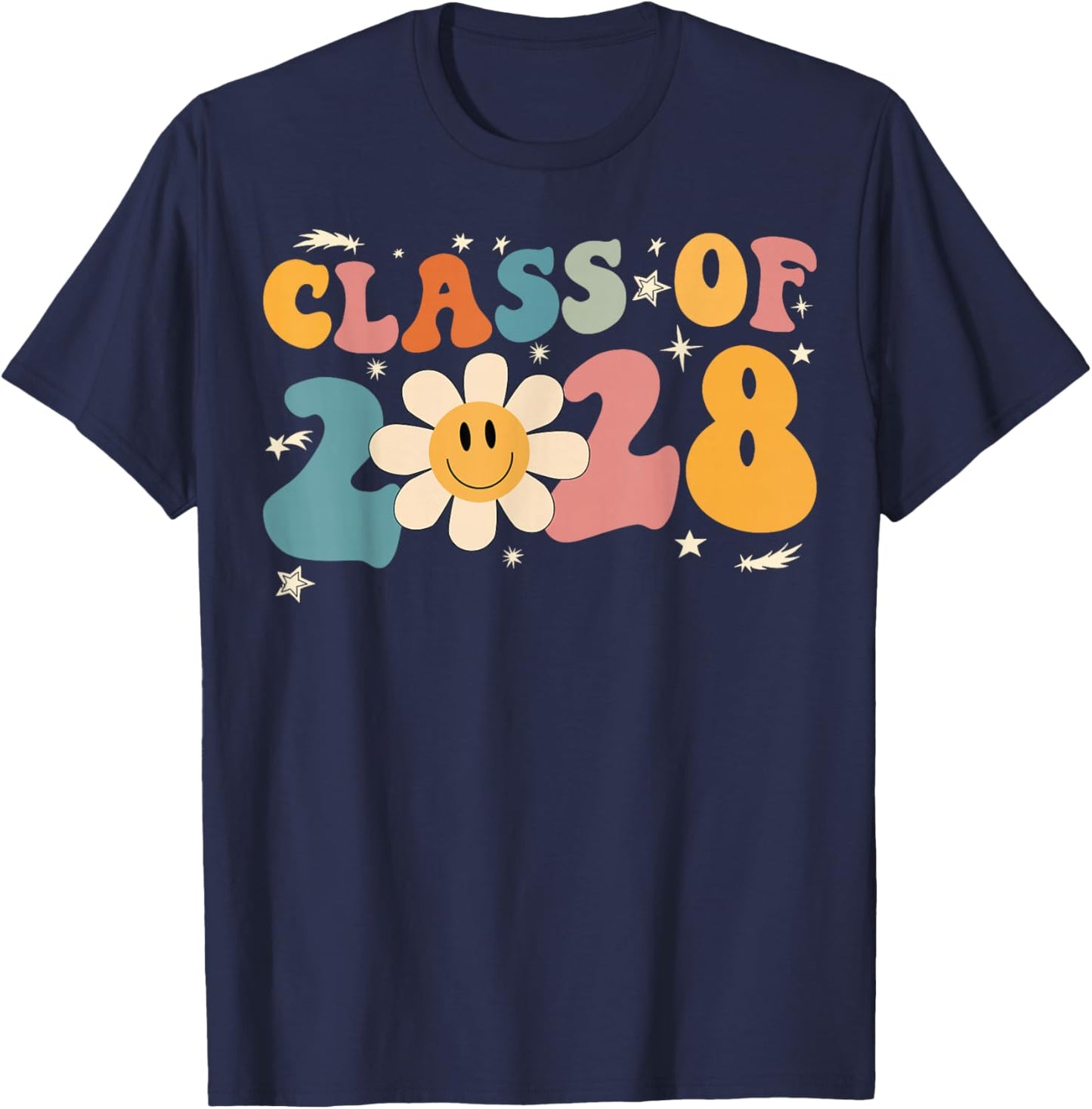Class of 2028 Grow With Me Graduation First Day of School T-Shirt - T-Shirt | Navy