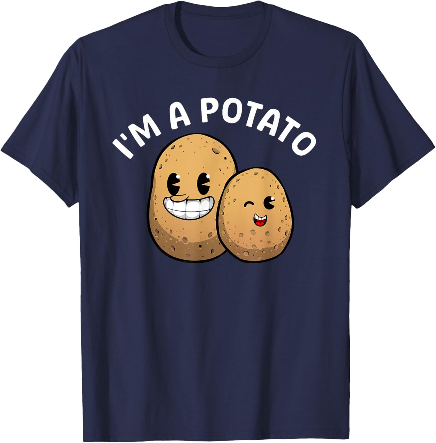 Best Potato Gift Potato Themed Accessories & Stuff Adults Kids Potato Lover Black Small Classic Fit Modern Classic Cartoon Potato T-Shirt - T-Shirt | Navy