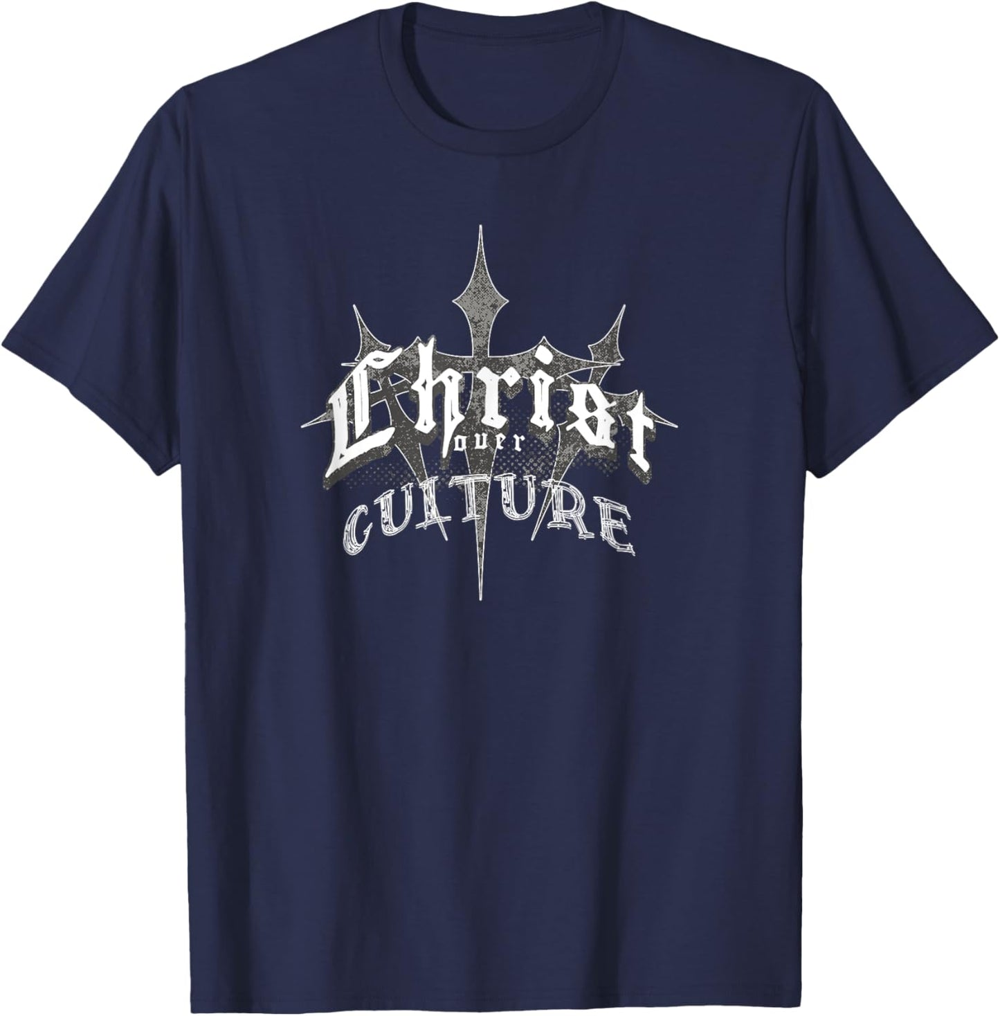 Vintage Y2K 'Christ Over Culture' Streetwear T-Shirt - T-Shirt | Navy
