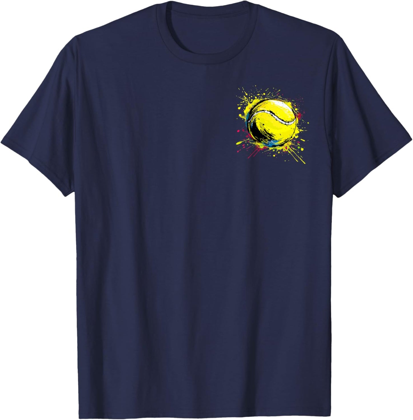 Tennis Ball Splash Art Tennis Colorful T-Shirt - T-Shirt | Navy