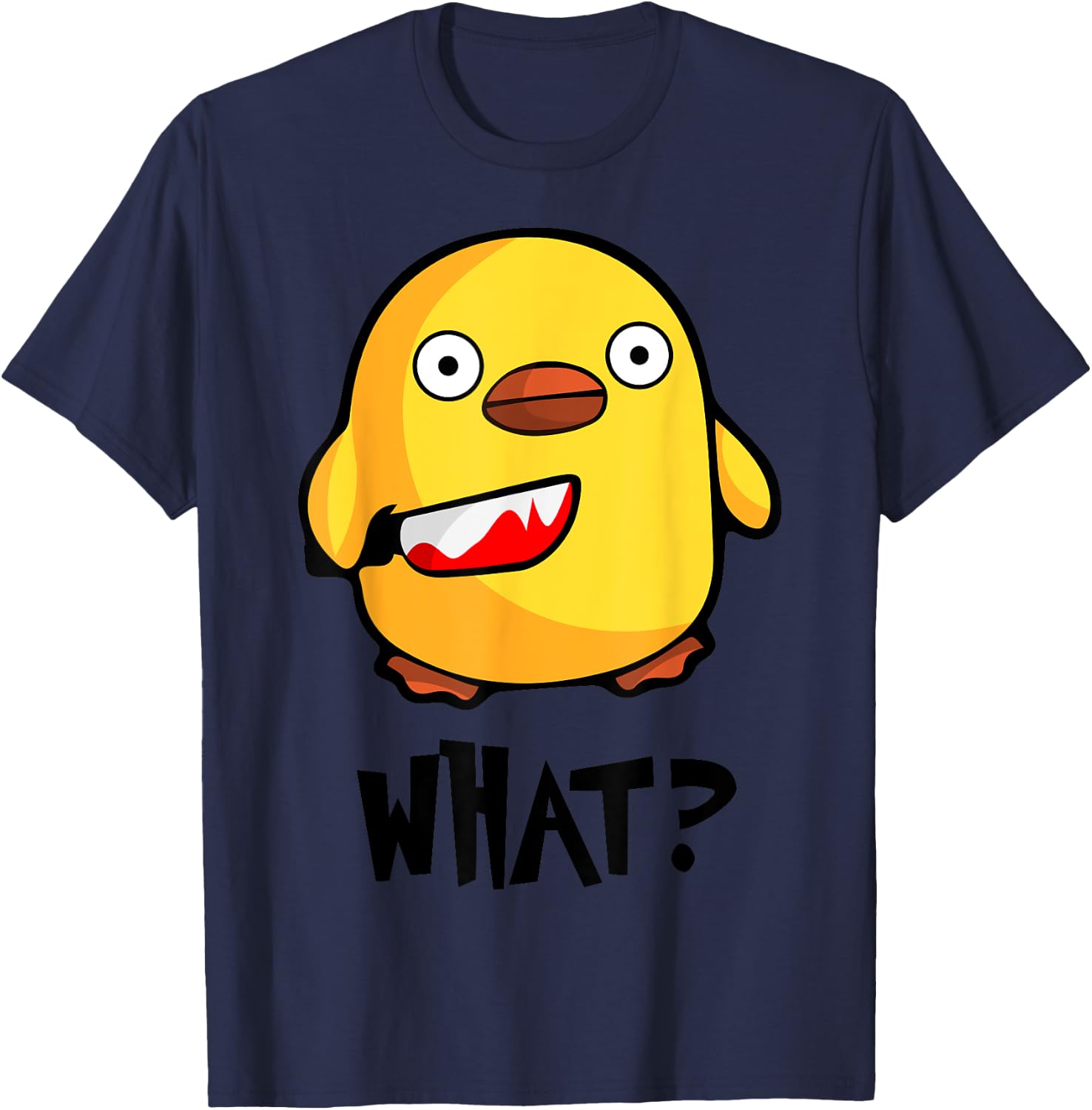 Chicken What? Funny Cute baby chick with knife T-Shirt - T-Shirt | Navy