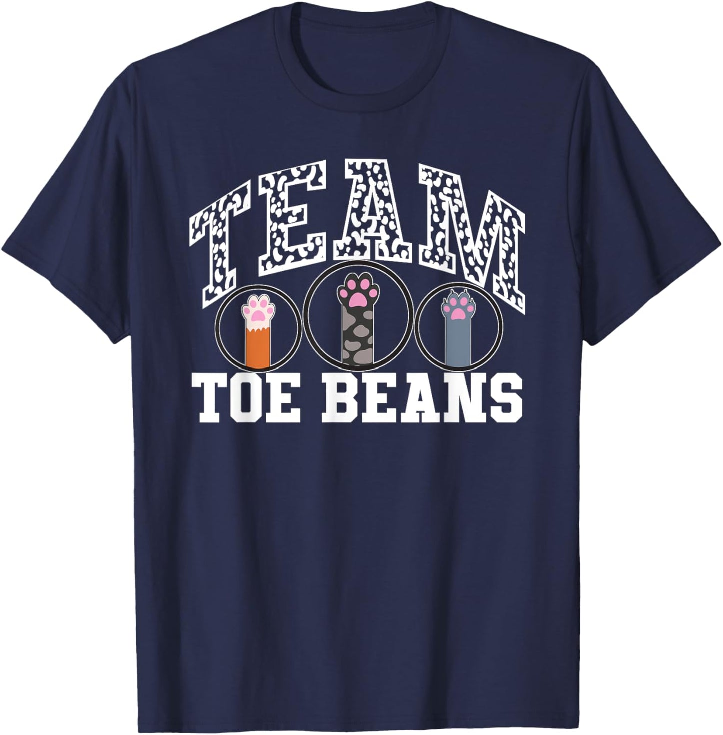 Team Toe Beans Funny Cat People Cat Person Football Game Paw T-Shirt - T-Shirt | Navy
