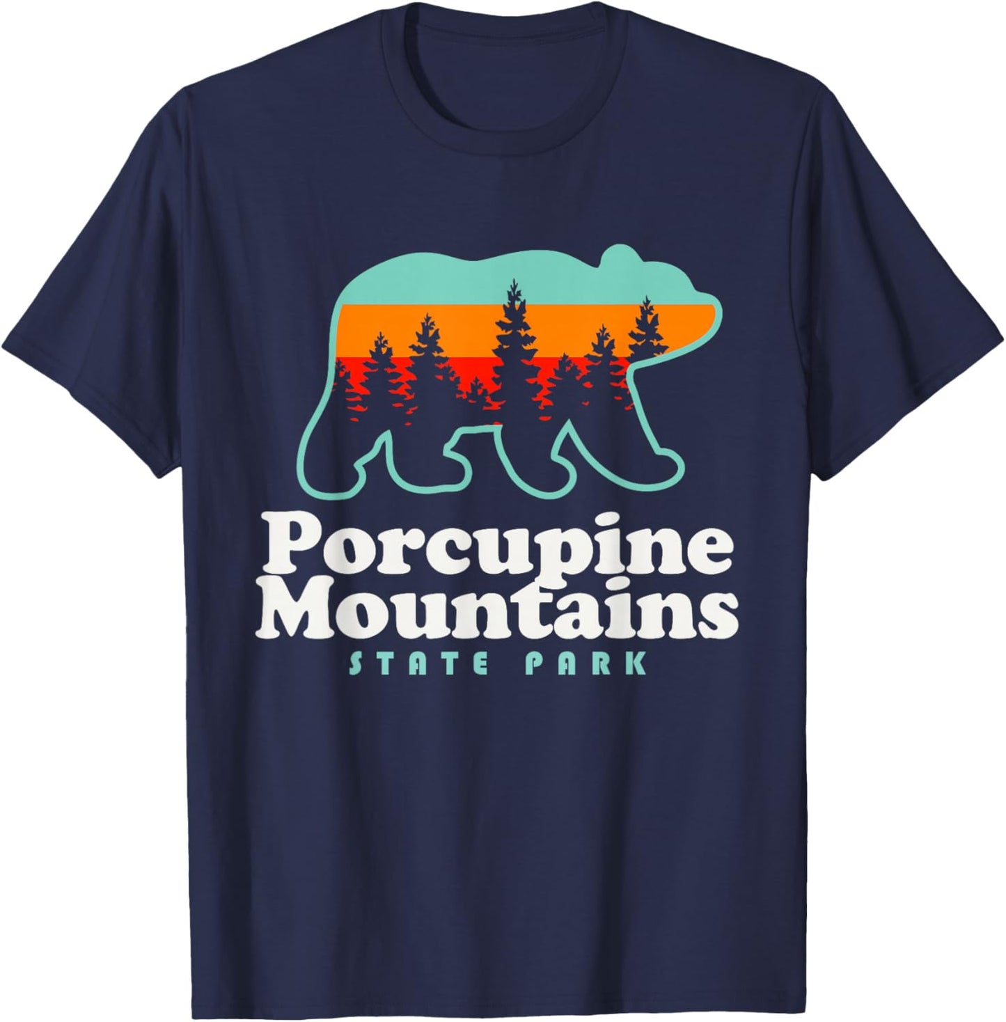Porcupine Mountains Michigan Camping Hiking Bear T-Shirt - T-Shirt | Navy