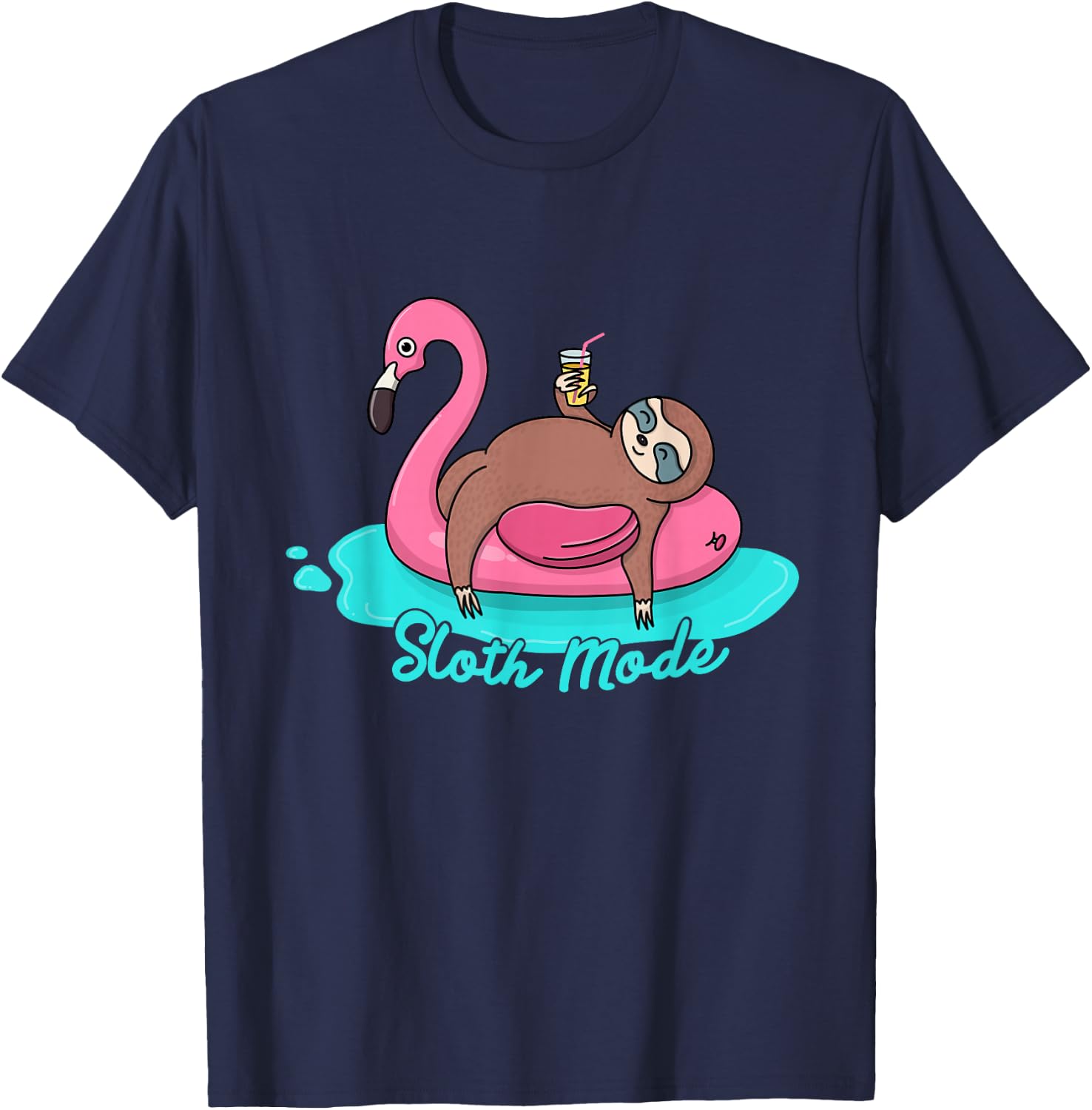 Sloth Mode inflatable Flamingo adult and youth gift T-Shirt - T-Shirt | Navy