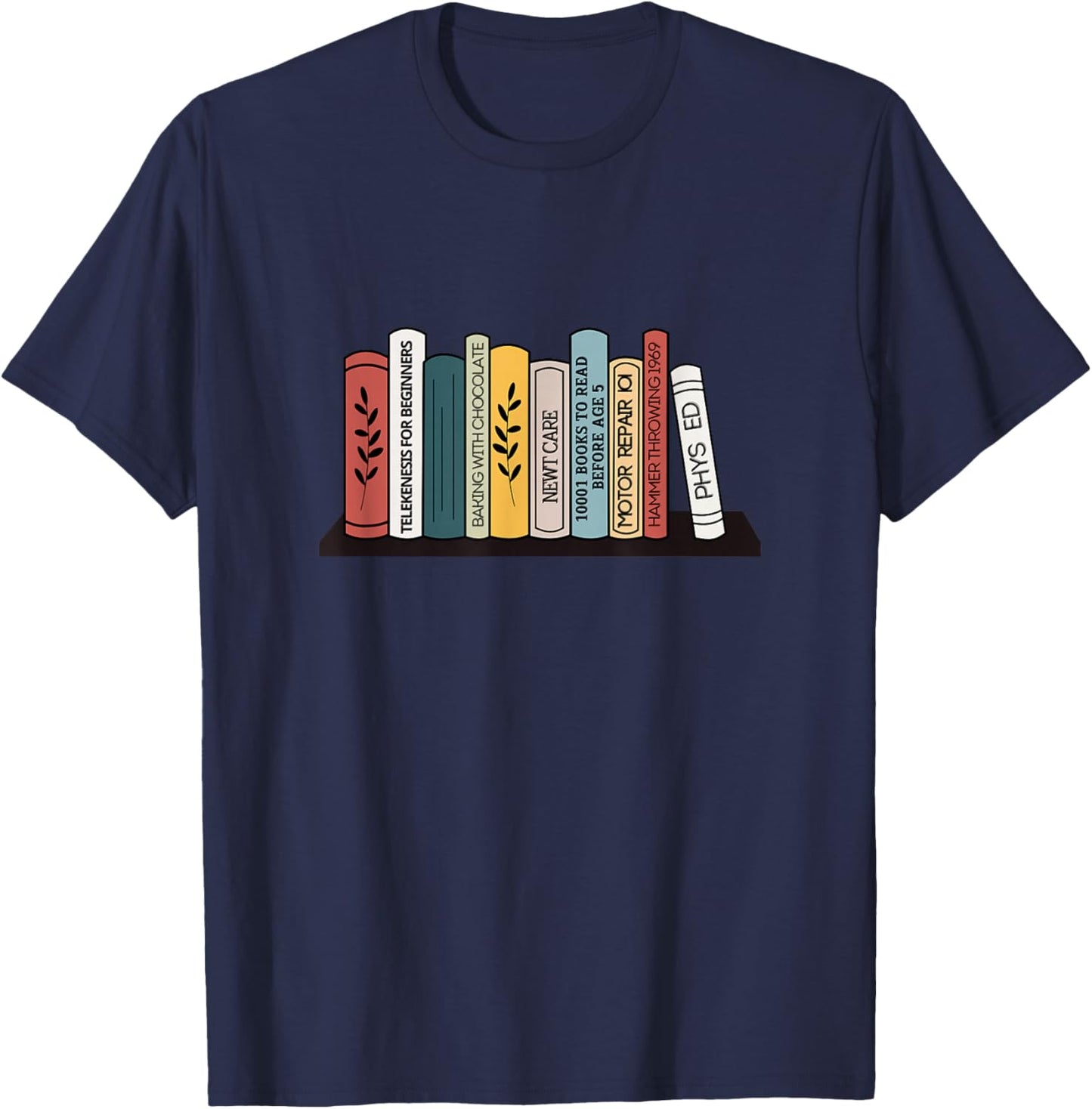 AD Designs Matilda's Bookshelf Personalised Books T-Shirt - T-Shirt | Navy