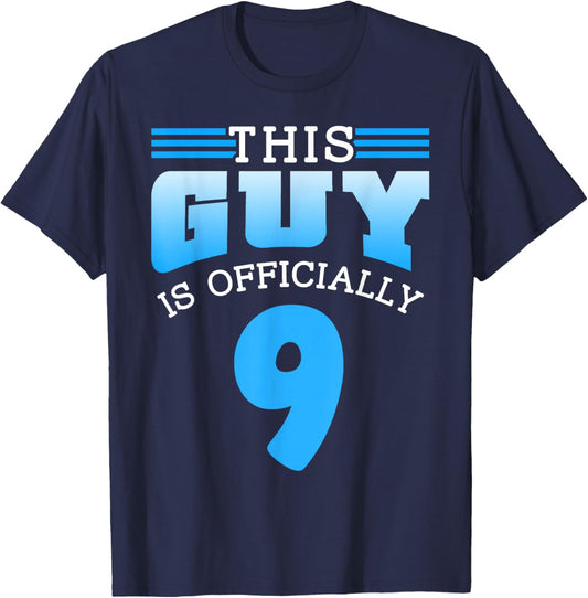 This Guy Is Officially 9 Birthday Men Cute Boy Nine 9Th T-Shirt - T-Shirt | Navy