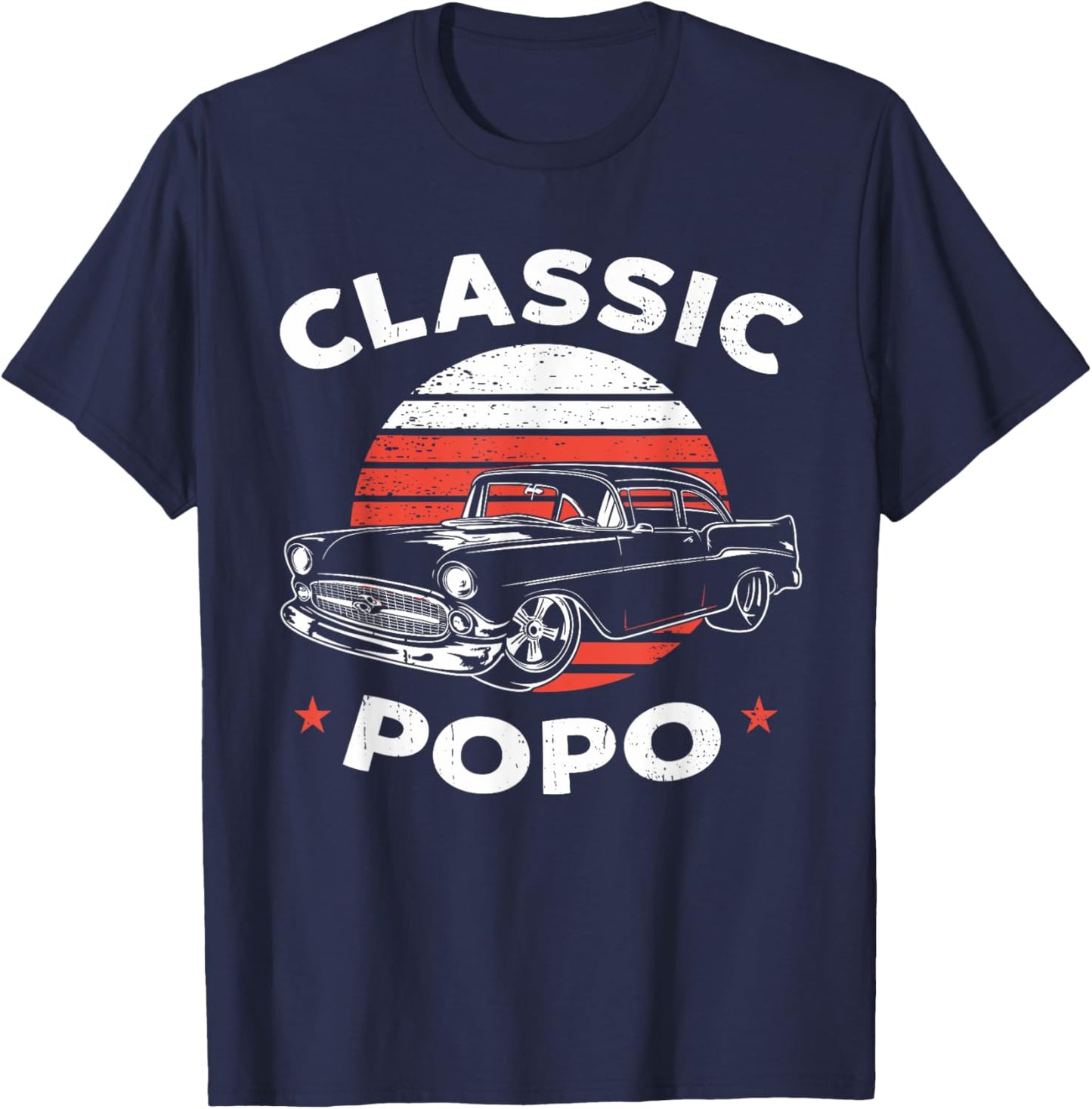Popo Vintage Retro Classic Funny Car Lover Enthusiast T-Shirt - T-Shirt | Navy