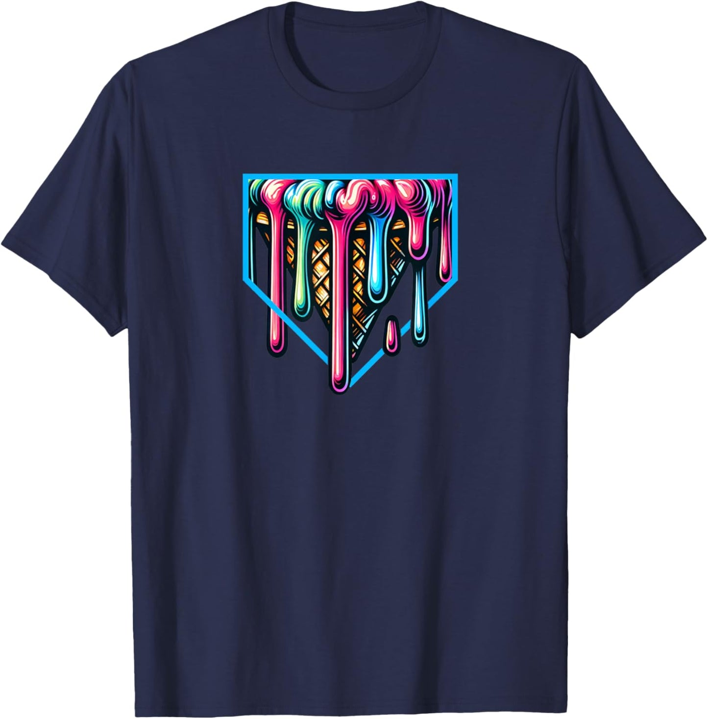 Home Plate Drip - Ice Cream Softball & Baseball T-Shirt - T-Shirt | Navy