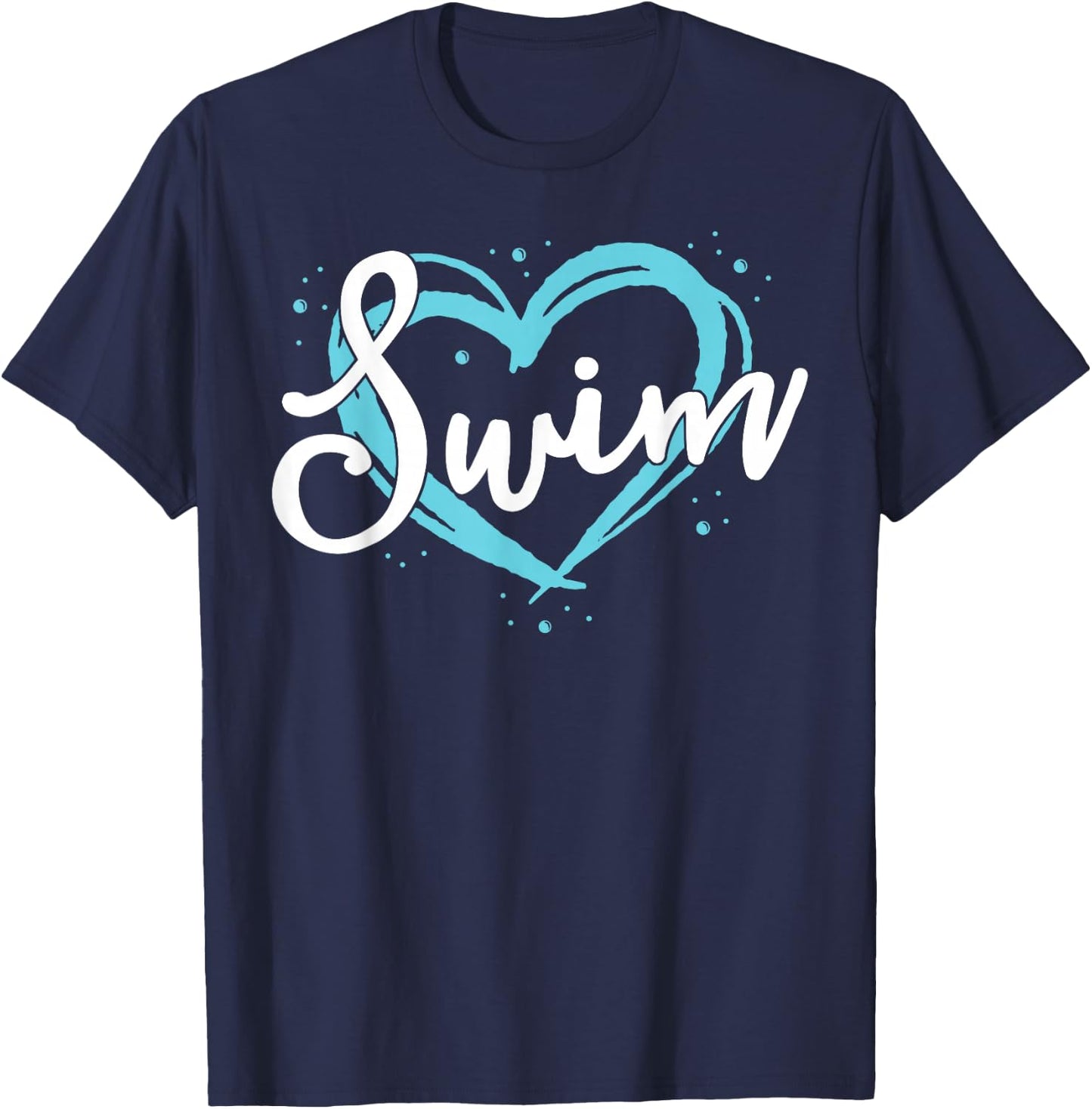 Love Swimming Swim Team Shirt Heart Lover Blue Swimmer Gift T-Shirt - T-Shirt | Navy