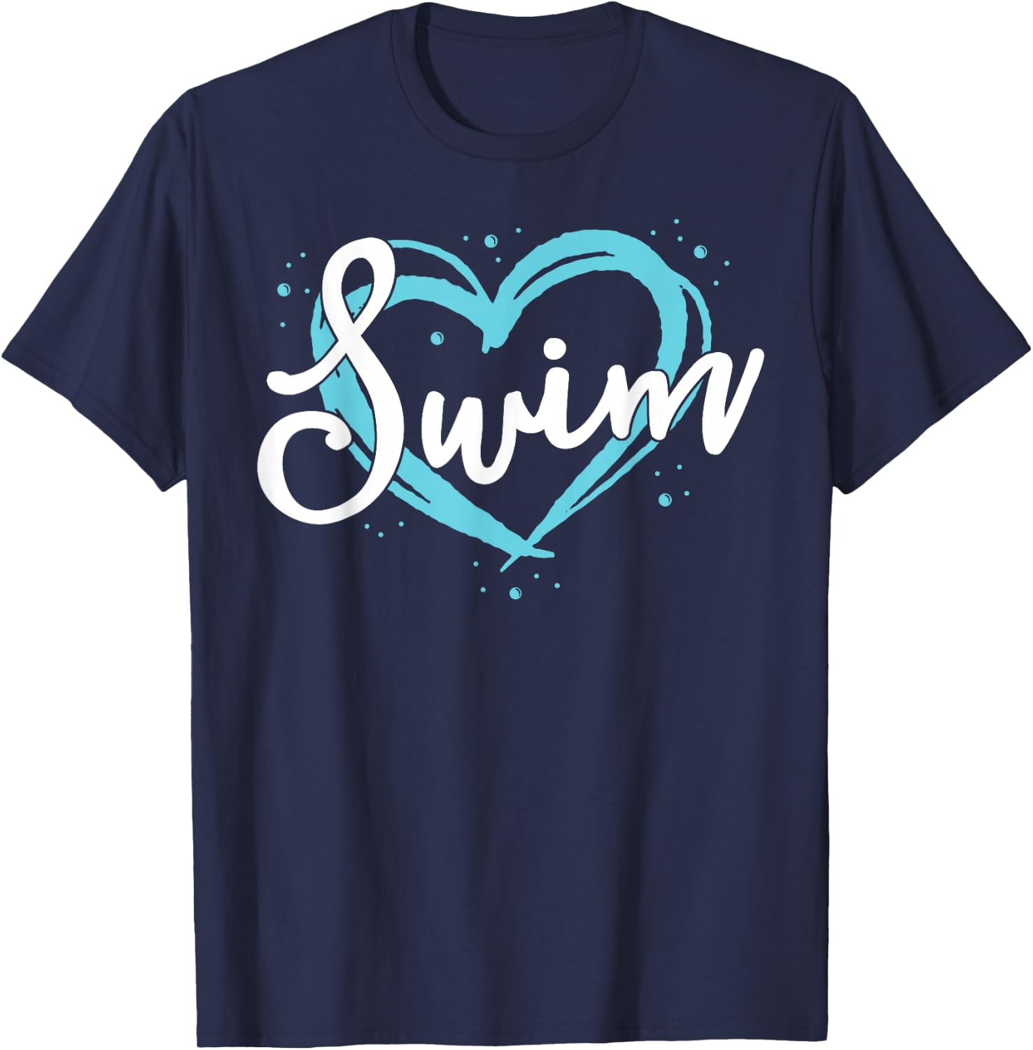 Love Swimming Swim Team Shirt Heart Lover Blue Swimmer Gift T-Shirt - T-Shirt | Navy