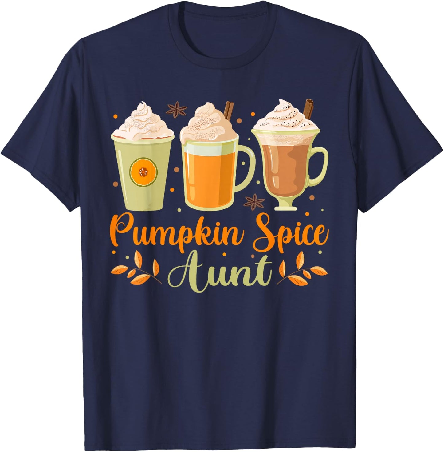 Funny Pumpkin Spice Aunt Shirts, Autumn Fall Aunt T-Shirt - T-Shirt | Navy