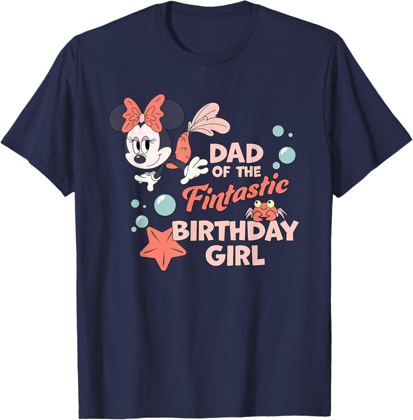 Disney Minnie Mouse Mermaid Dad of The Birthday Girl T-Shirt - T-Shirt | Navy