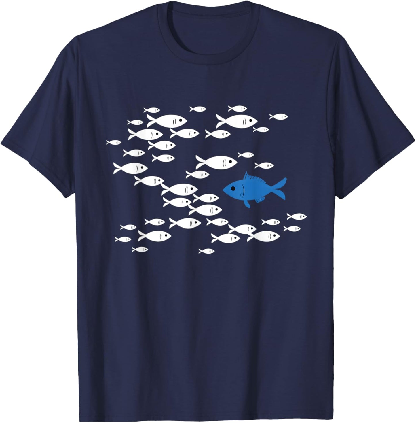 Fish Swim Against The Current In The Sea T-Shirt - T-Shirt | Navy