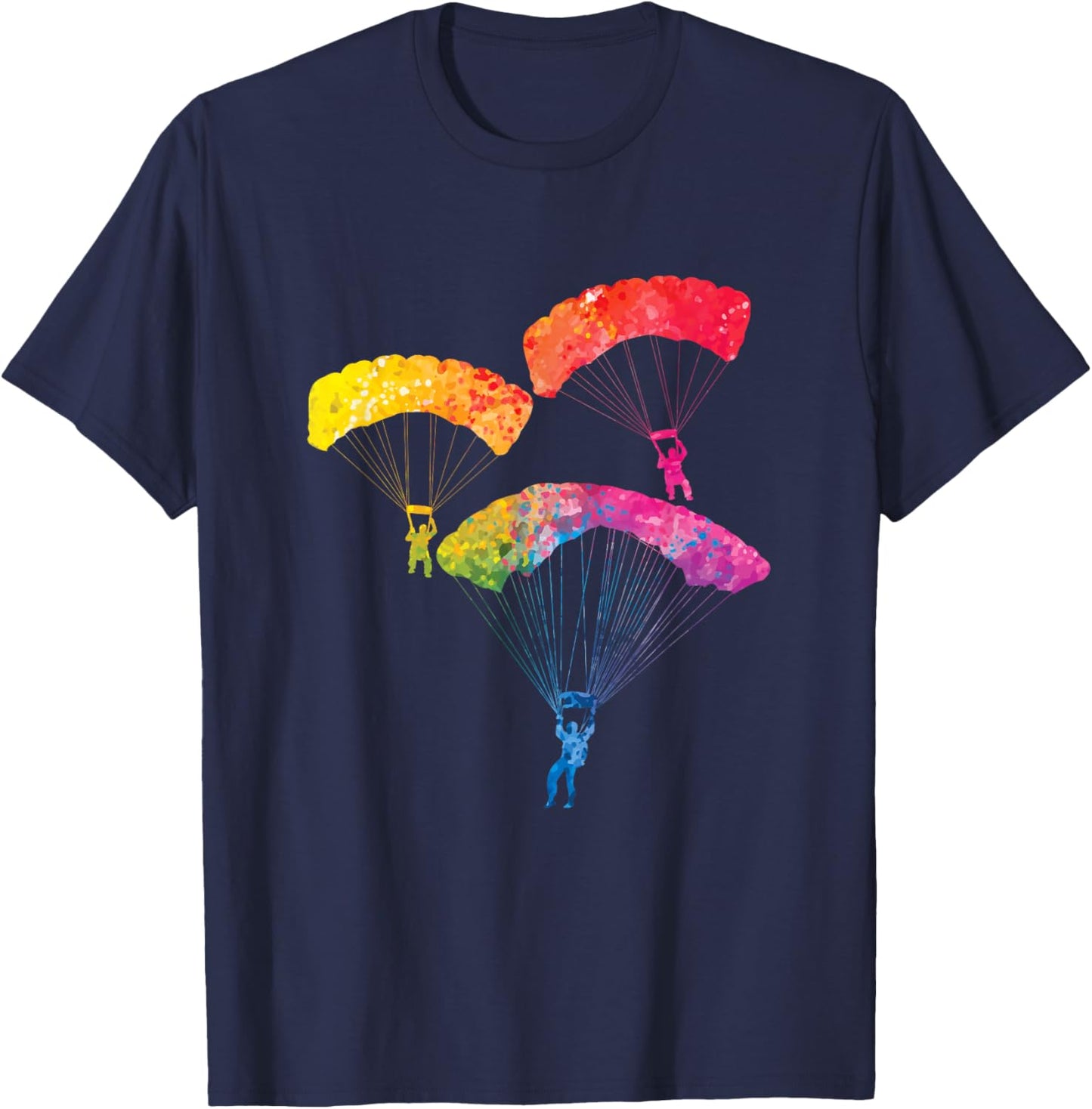 Rainbow Color Parachute Skydiving Gift Skydiver T-Shirt - T-Shirt | Navy