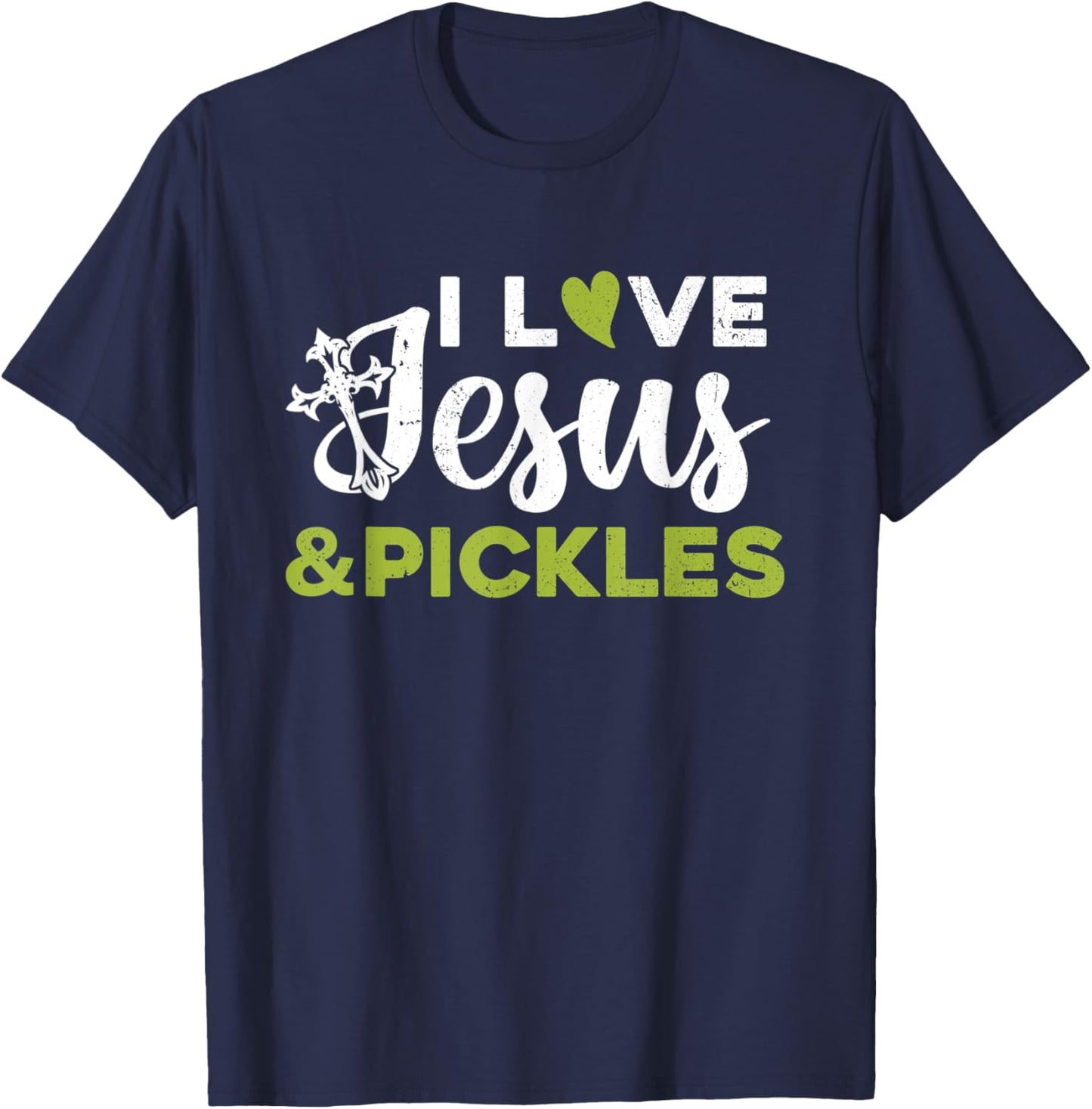 I Love Jesus And Pickle Cute Pickle & Sport Lovers Christian T-Shirt - T-Shirt | Navy