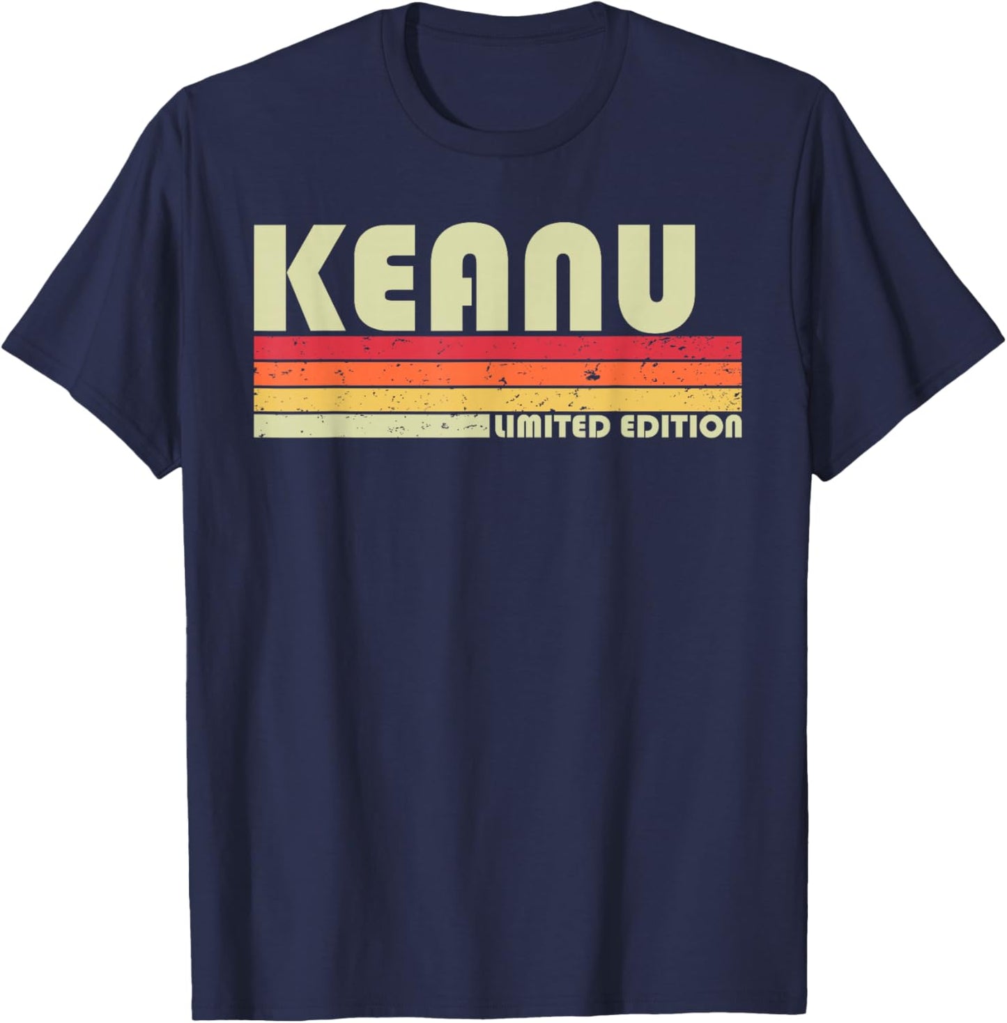Custom Men Dad Boy Husband Christmas 80s 90s Style KEANU Gift Name Personalized Funny Retro Vintage Birthday T-Shirt - T-Shirt | Navy