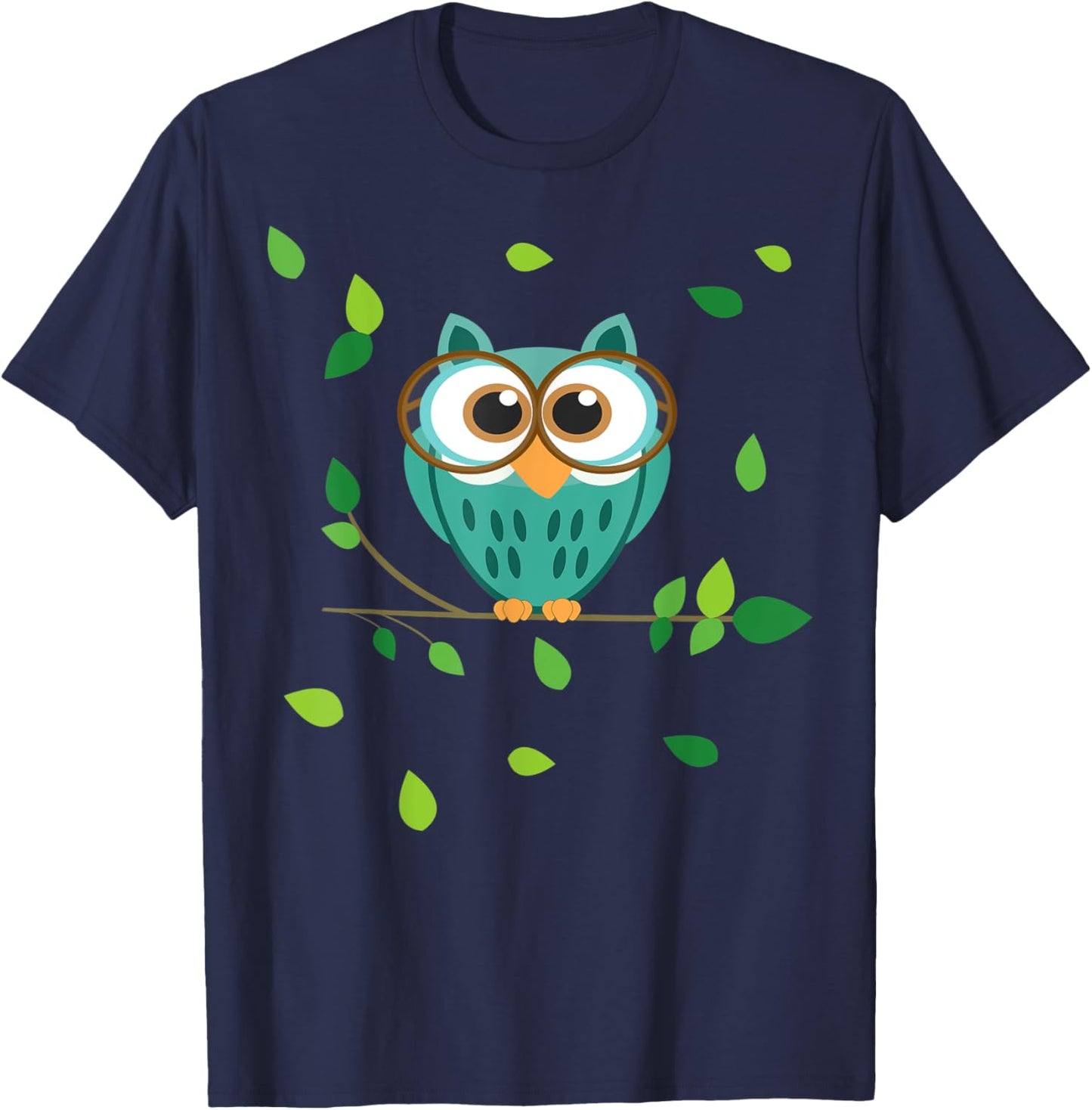 Cute little Owl in the Forest Owls Baby on a Branch T-Shirt - T-Shirt | Navy