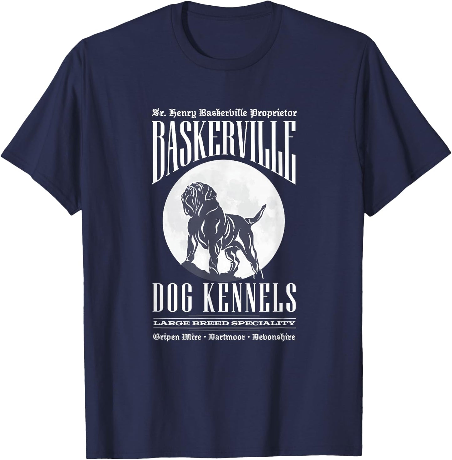 Baskerville Kennels - Sherlock Holmes Design T-Shirt - T-Shirt | Navy