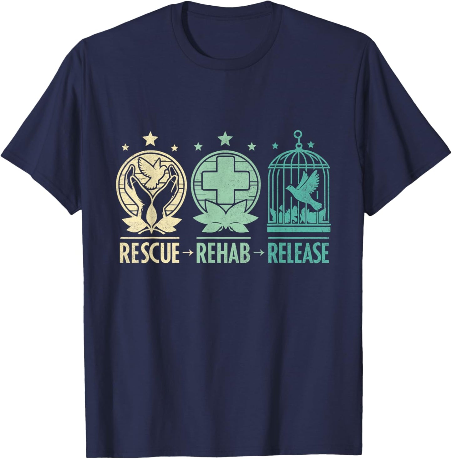 Rescue, Rehab, Release Wildlife Conservation & Care , Small, Black T-Shirt - T-Shirt | Navy