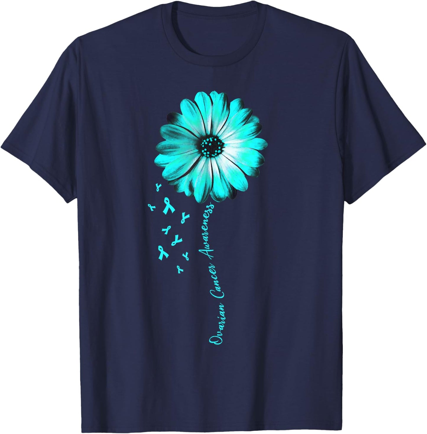 Daisy Flower Ovarian Cancer Awareness Gifts T-Shirt - T-Shirt | Navy