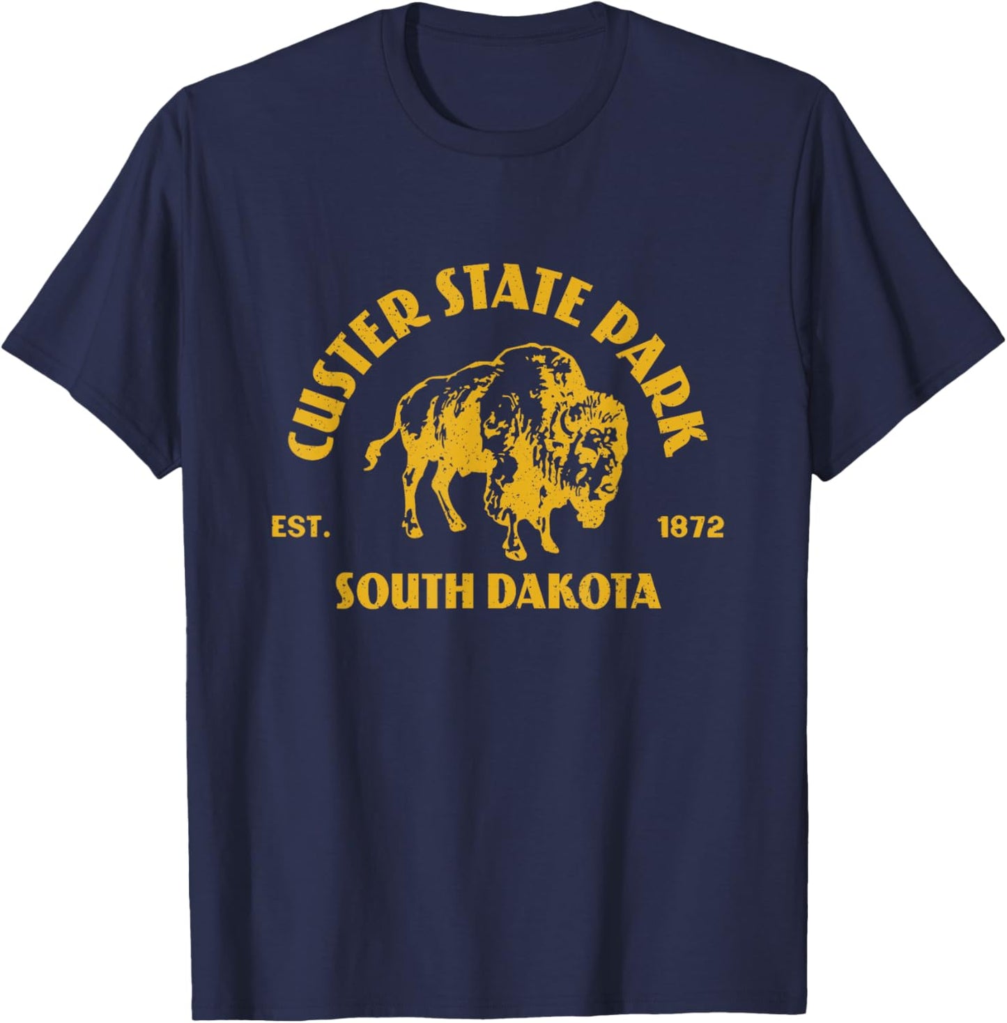 Vintage Bison Custer State Park South Dakota Travel Souvenir T-Shirt - T-Shirt | Navy