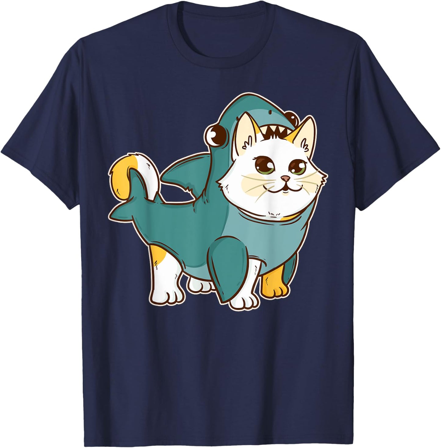 Cat Shark Kawaii Kitten Funny Halloween Costume Men Women Kids T-Shirt - T-Shirt | Navy