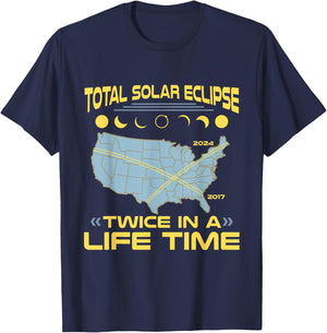 Twice in A Lifetime Solar Eclipse Shirt 2024 Total Eclipse T-Shirt - T-Shirt | Navy