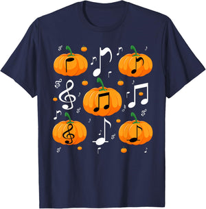 Music Note Pumpkin Fall Costume For Musicians And Teachers T-Shirt - T-Shirt | Navy